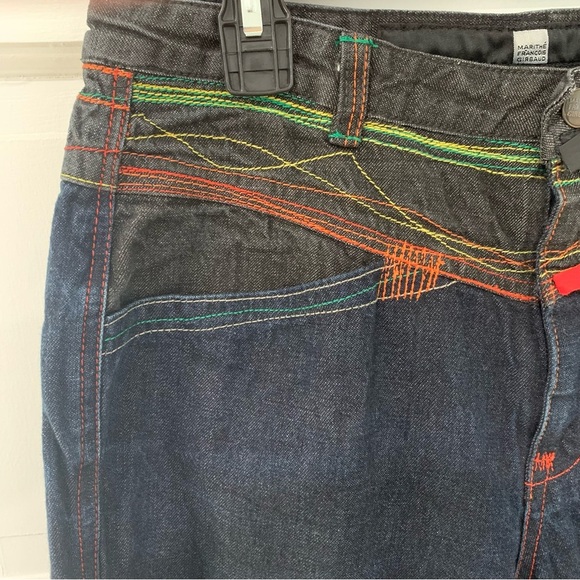 Marithe Francois Girbaud Crazy Color Stitching Jeans Denim Straight Leg Size 31 - Picture 2 of 13